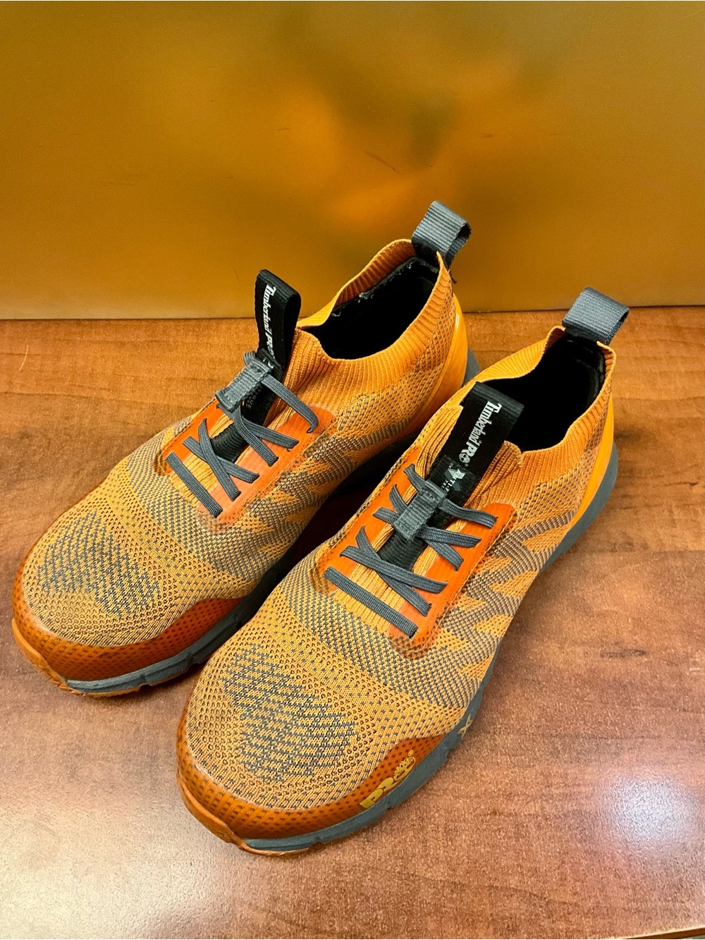 Timberland PRO Orange Knit Slip-On Toe Work Shoes with Gray Accents